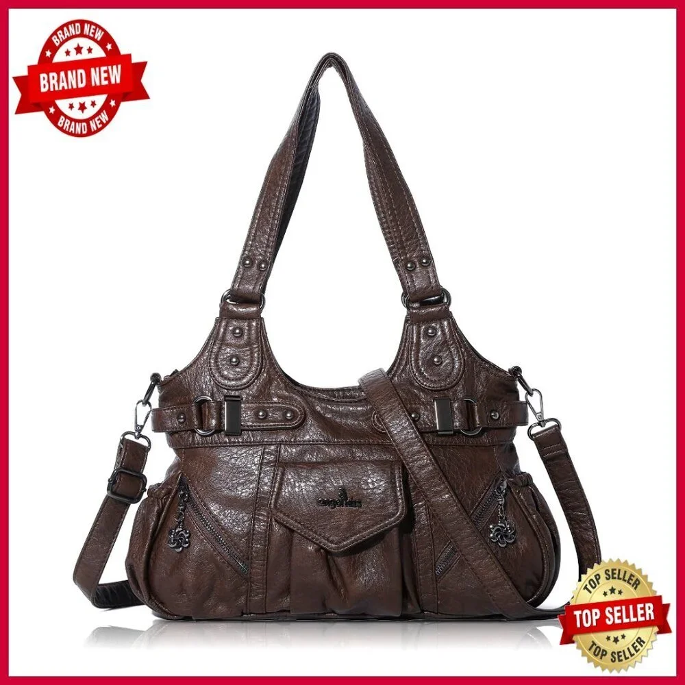 Soft Hobo Shoulder Bag with Adjustable Strap, Multiple Pockets